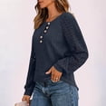 thumbnail image 4 of XYAIYT Women Knitted Blouses Round Neck Lace Long Sleeve Tops Casual Loose Button Down Shirts Dressy Casual, 4 of 5