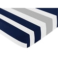 thumbnail image 3 of Sweet Jojo Designs Stripe Navy Blue Grey and White Fitted Crib Sheet, 3 of 6