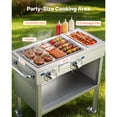 thumbnail image 3 of KFFKFF Outdoor Propane Griddle with 2 Burners (11,600 BTU Each), Stainless Steel Gas Griddle Cart Featuring 4 Lockable Wheels, 1/3 Food Pan, Side Handle for Easy Handling, 3 of 9