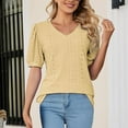 thumbnail image 3 of Diufon Summer Puff Short Sleeve T Shirts for Women Casual Solid Color Tunics V Neck Tees, 3 of 6