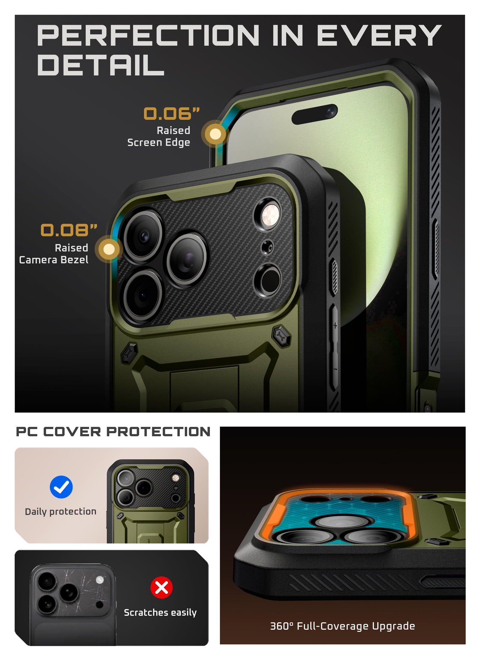SUPCASE Unicorn Beetle Pro for Apple iPhone 17 Pro 6.3" 2025 Case, [Built-in Screen Protector & Stand & Camera Control Button & Belt-Clip] Military-Grade Protection 360° Shockproof Cover Shell, Guldan