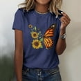 thumbnail image 2 of Bjutir Graphic Tees For Women Trendy Classic Version Of Cotton Short Sleeve Crewneck Loose Printed T Shirt Navy L, 2 of 4