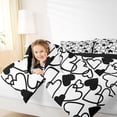 thumbnail image 3 of Erosebridal Kawaii Loves Pattern 7pcs Bedding Comforter Set,White Black Heart Print Queen Bedding Sets For Kids,Reversible, 3 of 7