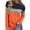 Orange, variant on RQYYD Women Long Sleeves Shoulder Off-the-shoulder Cross Strap Plaid Color Block Tops Blouse Tunic Tops