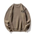 thumbnail image 3 of Suéter de punto marrón para hombre, sin capucha, polos, suéteres coreanos 2024, ropa para hombre, otoño, maletry, divertidos, tallas grandes, estilo, jerseys, venta en modo, 3 of 5