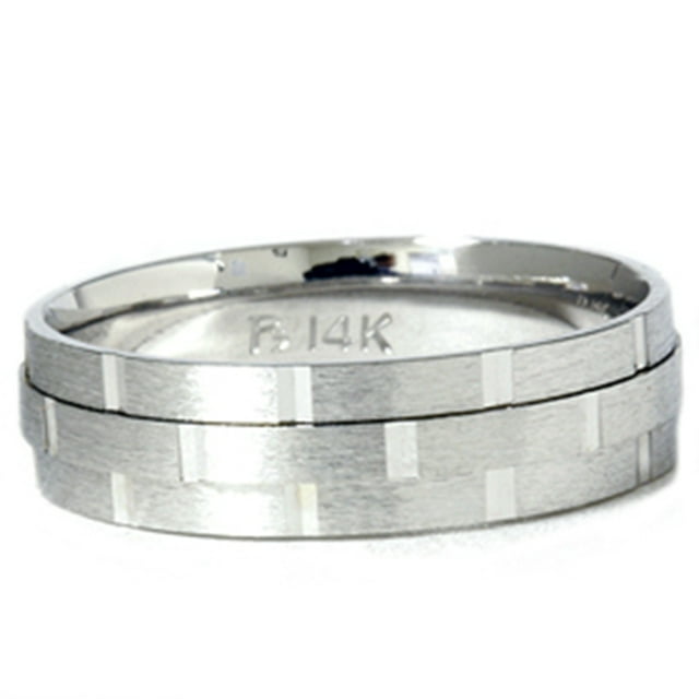 Bague de Mariage Sculptée à la Main en Or Blanc 14K