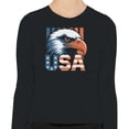 thumbnail image 2 of Smartprints USA Bald Eagle Patriotic Women's Long Sleeve Shirt, Black, S, 2 of 3