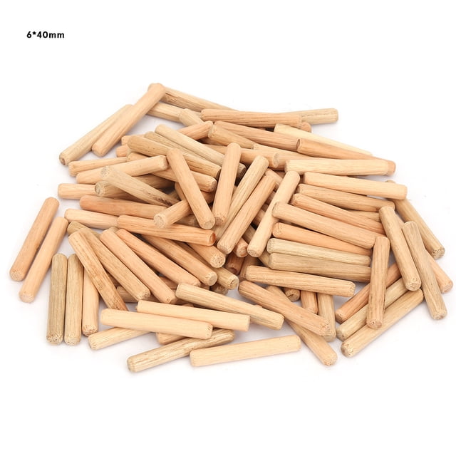 paquete de pasadores redondos para carpintería, madera estriada, para manualidades (6x40mm)