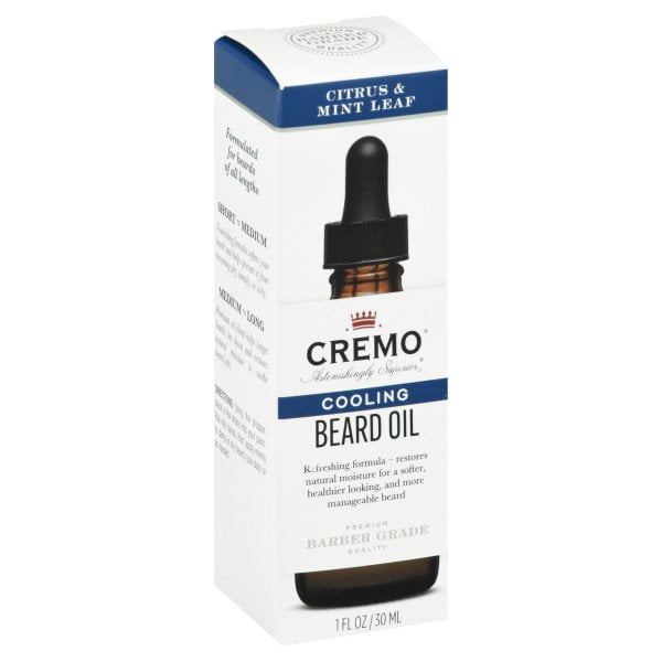 Cremo Citrus Mint Leaf Revitalizing Beard Oil, Restores Moisture, Softens and Reduces Beard Itch for Facial Hair of All Lengths, 1 Oz