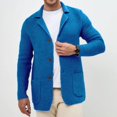 thumbnail image 2 of dGslk Men Knit Blazer Casual Button Down Cardigan Jacket with Pockets Lightweight Business Sweater Coat for Everyday Wear Royal Blue L, 2 of 2