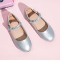 thumbnail image 5 of newwalpole Mary Jane Flats for Toddler Girls Little Kids Glittery Dress Princess Wedding Ballet Shoes Silver for Size 1, 5 of 6