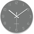 thumbnail image 1 of reloj de pared moderno de cocina con números, reloj decorativo de pared redonda, reloj de vidrio colgante digital silencioso que no hace tictac para sala de estar / 12 pulgadas - gris Feliz Sencillez, 1 of 5