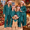 thumbnail image 5 of Harpily Christmas Family Pajamas Matching Sets Long Sleeve Button Down Shirts Soft Satin Sleepwear for Family Holiday Nightwear, 5 of 6