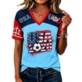 thumbnail image 2 of Womens Raglan Sleeve Soccer Shirt, Patriotic USA Flag Printed Short Sleeve Athletic Jerseys, Sky Blue M, 2 of 4