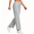 thumbnail image 5 of Sweatpants for Women High Waisted Cotton Linen Drawstring Elastic Waist Trousers with Pockets for Streetwear Casual Outings, 5 of 6