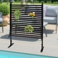thumbnail image 6 of Outdoor Freestanding Privacy Screens, 35.4" W x 47" H Metal Slatted Decorative Panels with Stand, Brown Backyard Privacy Panels for Garden Patio, 6 of 15
