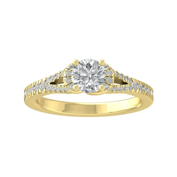 ARAIYA FINE JEWELRY 10K Yellow Gold Round-shape Lab Grown Diamond Engagement Ring (1 cttw, VS Clarity, D-F Color) Size 5.5