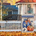 thumbnail image 5 of Fall Blue White Pumpkin Decorative Garden Flag, Autumn Plaid Check Farmhouse Yard Outside Decorations, Thanksgiving Rustic Burlap Outdoor Small Home Decor Double Sided 12.5 x 18, 5 of 6