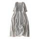 thumbnail image 1 of Vestido plisado con cuello en V para mujer: color liso, manga corta, informal, tallas M-XXL, para el día a día o para fiestas., 1 of 4