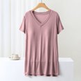 thumbnail image 2 of Jewelreauty Womens Casual Short Sleeve Shirts Summer V Neck High Low Hem Cozy Loungewear Tops with Bra (XL, Pink), 2 of 5