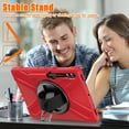 thumbnail image 3 of For Samsung Galaxy Tab S10 Plus/S9 FE+/S9 Plus Case 12.4 inch SM-X820/SM-X610/SM-X810, 360 Hand Strap, Shoulder Strap, Kickstand, Rugged Drop Protection, Red, 3 of 7
