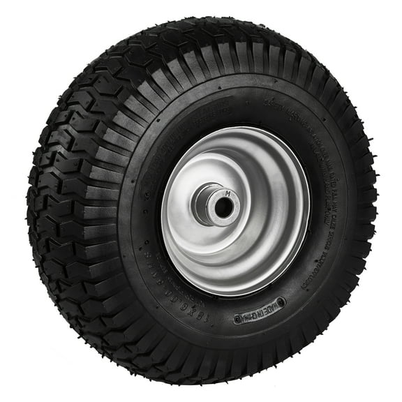 KFFKFF 15x6-6" Lawn Tractor Tires, 2-Pack Tire and Wheel Assemblies, Turf Pneumatic Tires with 3" Centered Hub and 3/4" Bushing Size, Includes 16 Adapters for Riding Mowers and Lawn Tractors