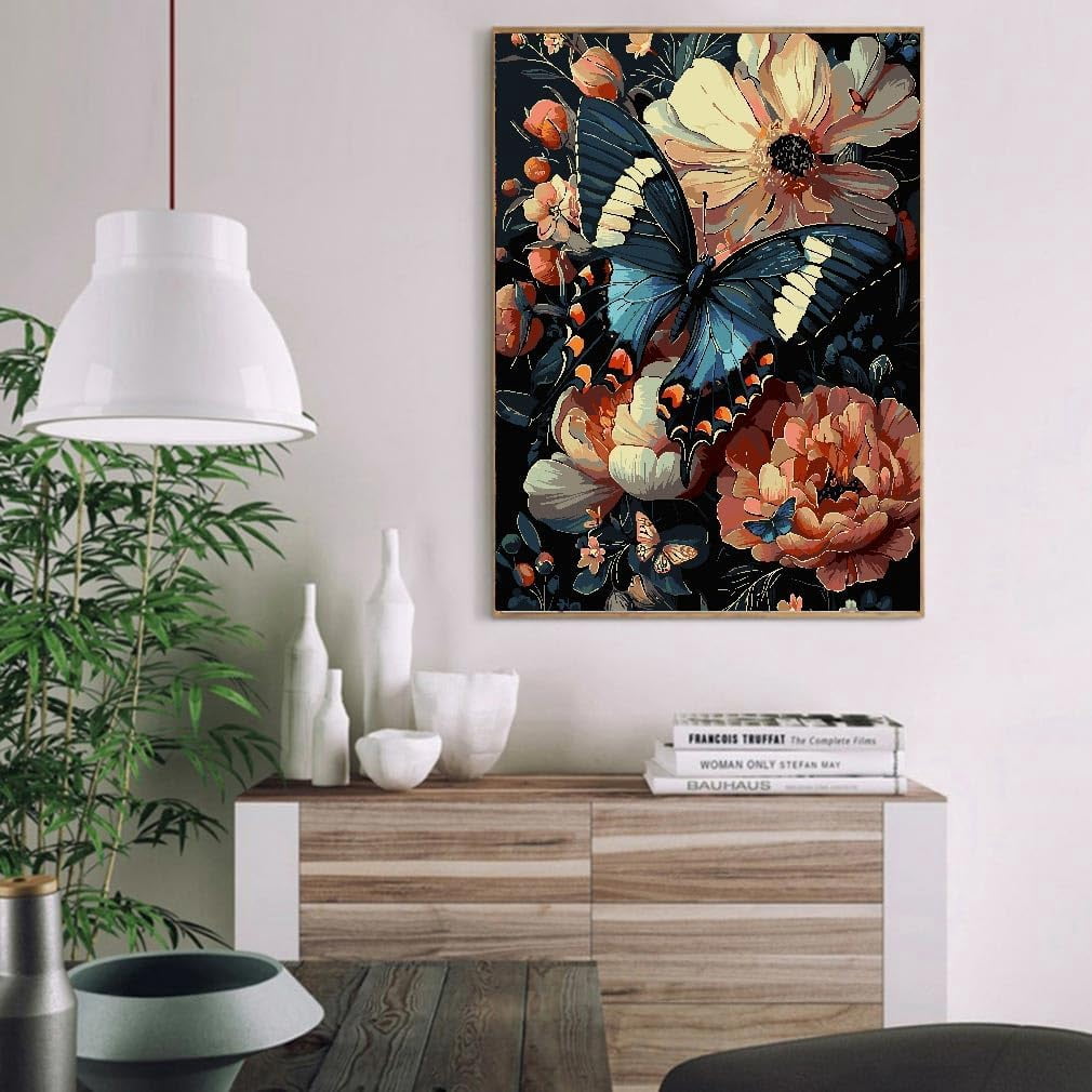 Flowers Paint by Numbers for Adults Beginner, Flowers DIY Acrylic Paint by Numbers Kit, Adult Paint by Number Kits on Canvas for Home Decor Gift 16x20 Inch,MT20746-US,16"x20"