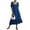 Blue, variant on Women's Textured Sweetheart Neck Short Sleeve Dress with Smocked Bodice and Tied Waist 80% Polyester 20% Cotton