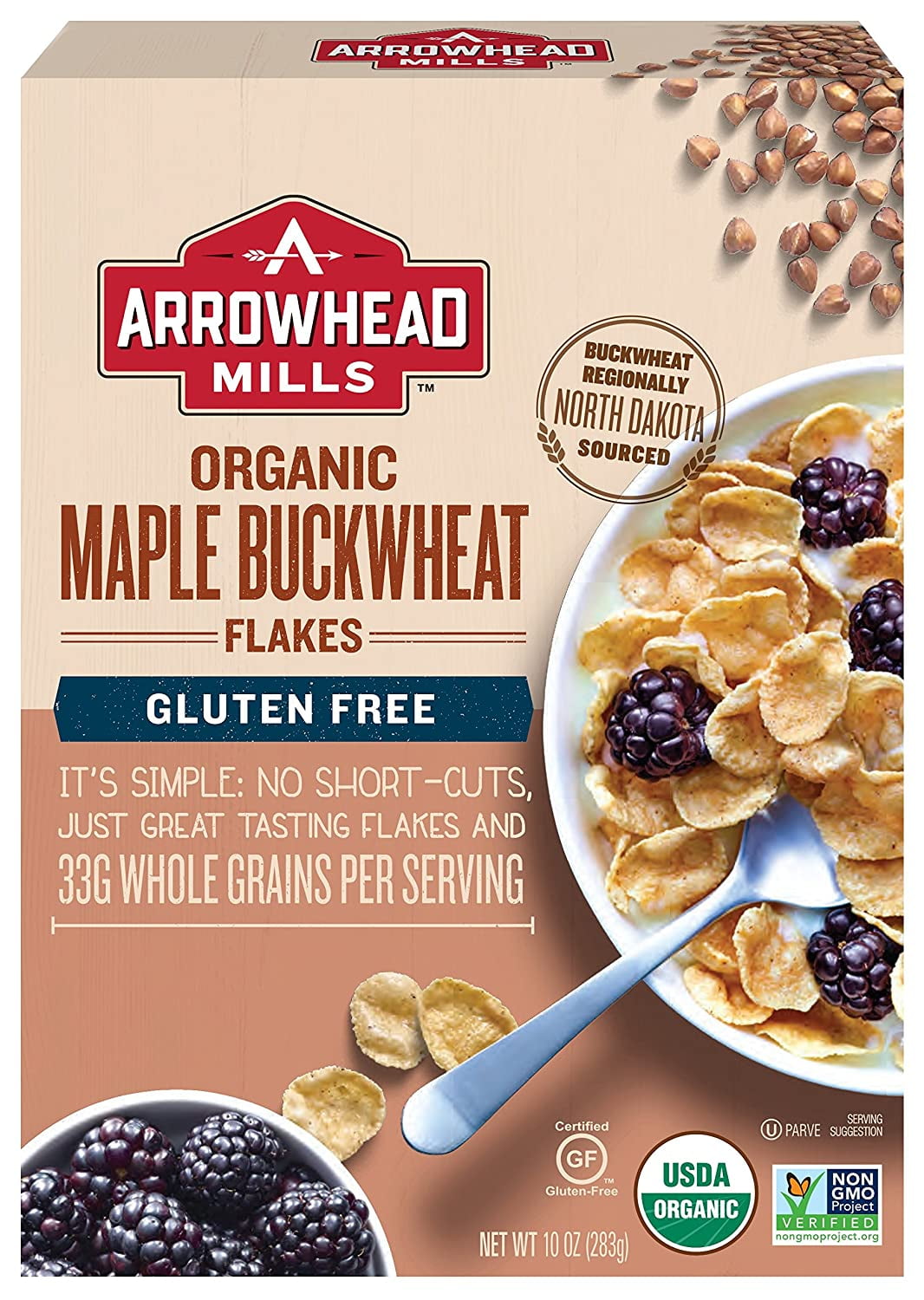 Arrowhead Mills Organic Maple Buckwheat Flakes Gluten Free 10 oz