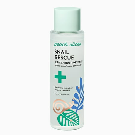 Peach Slices Snail Rescue Blemish Busting Facial Toner with Snail Mucin, 4.05...