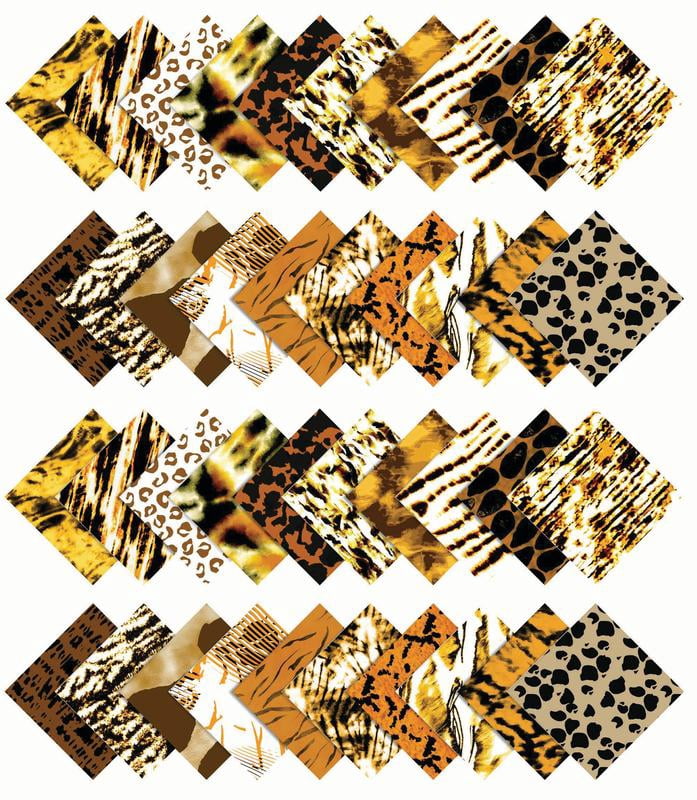 Soimoi 40Pcs Animals Print Cotton Precut Fabrics For Quilting Craft Strips 2.5x42inches Jelly Roll - Yellow