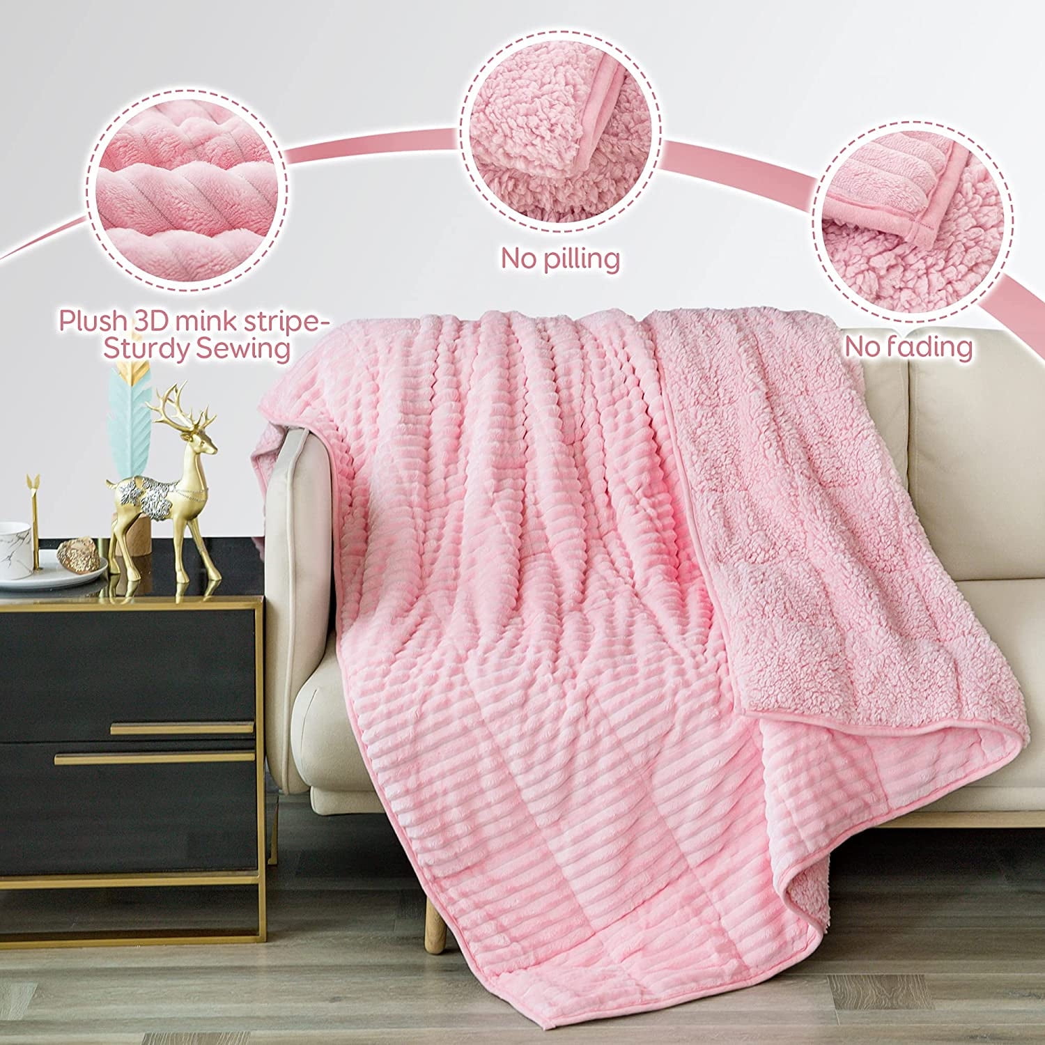 Sivio Sherpa Fleece Weighted Blanket Queen Size for Adults, 15lbs Soft