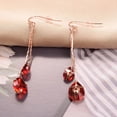 thumbnail image 2 of Yoursfs Two Teardrop Long Chains Fishhook Earrings Rose Gold Plated, Red Cubic Zirconia Waterdrop Tassels Dangle Earrings for Women, 2 of 4