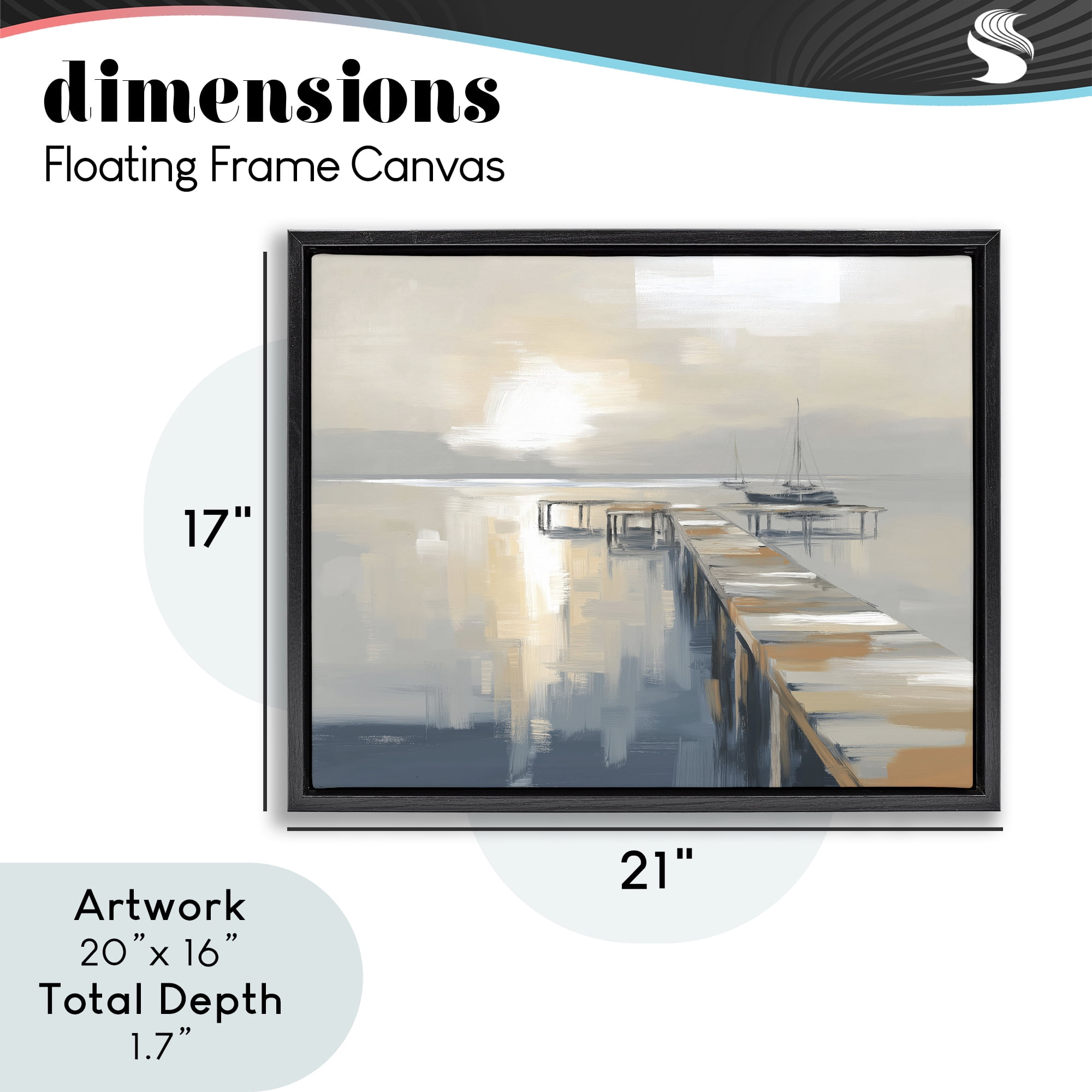 Stupell Industries Pier with Sailboat Seascape Black Framed Floater Canvas Wall Art, design by Kim Curinga