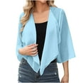 thumbnail image 3 of FAIWAD Womens Cropped Cardigan 3/4 Sleeves Ruffled Lightweight Chiffon Cardigans Casual Breathable Comfy Outwear, 3 of 9