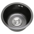 thumbnail image 1 of Évier de Cuisine à une Seule Cuvette, Mini Évier Rond en Acier Inoxydable avec Accessoires de Vidange, Grande Capacité, Double Montage pour Évier Encastré Ou Encastré pour Cuisine Familiale, Noir, 1 of 8