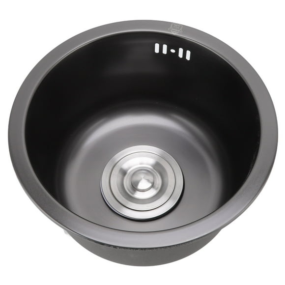 Stainless Steel Kitchen Sink, 11.73x10.04x6.50inch Round Kitchen Sink Mini Black Bar Sink Small Sinks Black Undermount Sink Kitchen Sink with Drain Assembly and Pipe Fittings