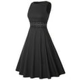 thumbnail image 5 of Dresses for Women 2024 Summer Sleeveless Round Neck Solid Casual Knee-Length Sundress Evening Party Prom Empire Waist Pleated Swing Formal Midi Dresses Black xl Clearance Under $5, 5 of 6