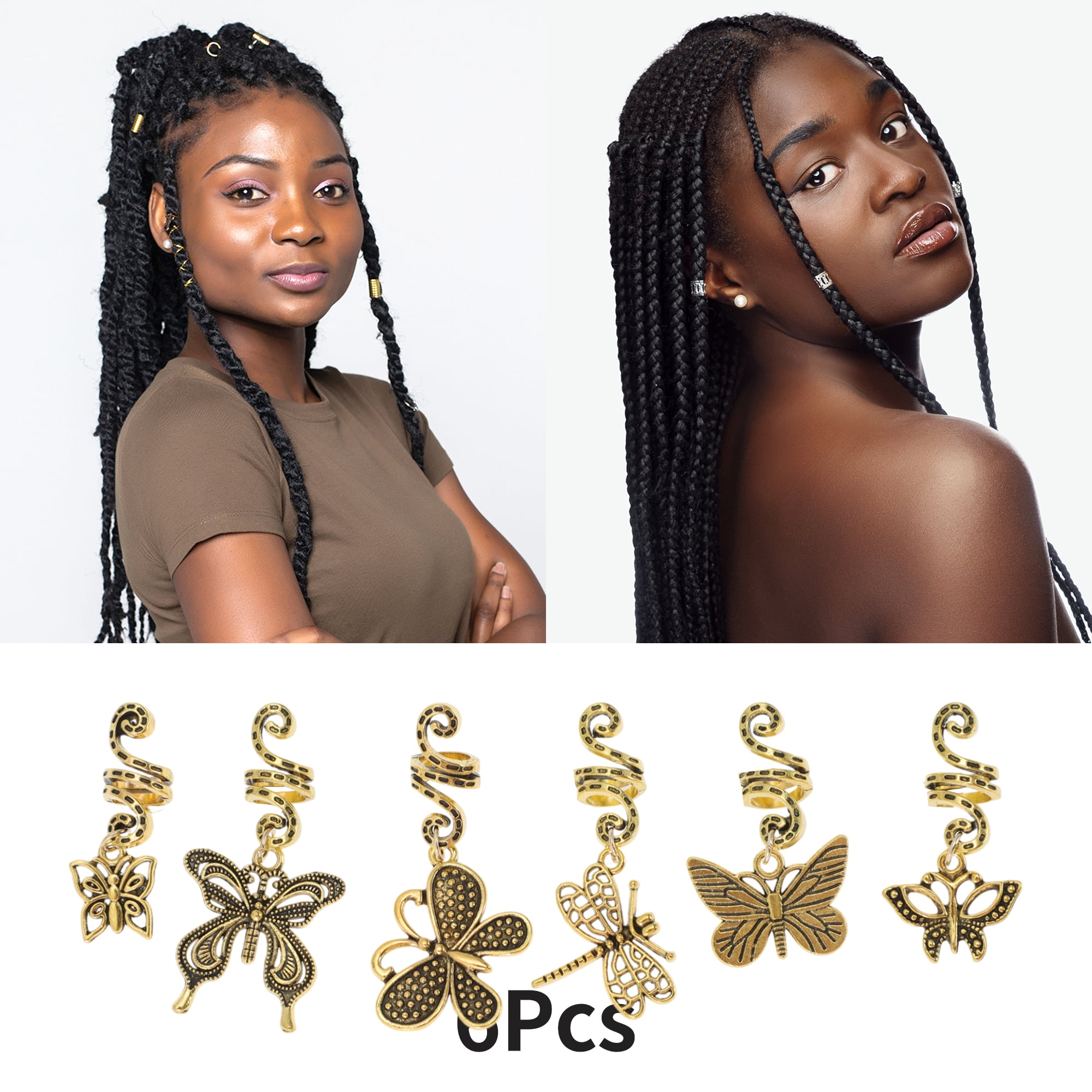 Unique Bargains Hair Cuffs Dreadlock 6 Pcs [Snake-shaped Butterfly Dragonfly]