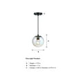 thumbnail image 4 of Neva 60 Watt 1-Light Matte Black Globe Pendant Light with Clear Iridescent Glass Shade, 4 of 11