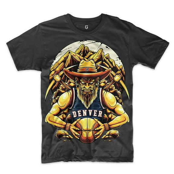 Game Garment Basketball Team Fan Sports Crewneck Short Sleeve Mens T Shirts - Basketball Graphic Tees Men - Denver Black XS-3XL
