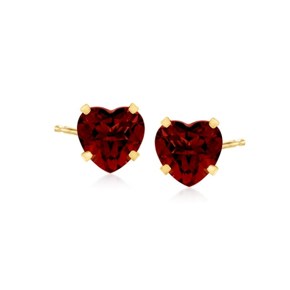 Ross-Simons 4.50 ct. t.w. Garnet Heart Martini Stud Earrings in 14kt Yellow Gold, Women's, Adult