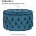 thumbnail image 2 of Velvet Round Storage Ottoman, Button Tufted Footrest Stool Bench Coffee Table for Living Room(Dark Teal), 2 of 8