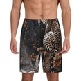 thumbnail image 1 of Balery Leopard On Tree Branch Pantalones cortos de pijama de punto de algodón para hombre con cinturilla y bolsillos-3X-Large, 1 of 6