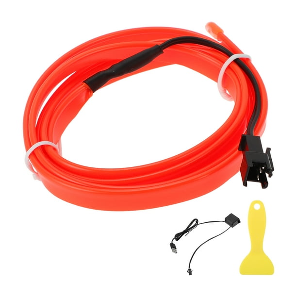 Cuerda de luz LED EL de 1m Unique Bargains, luz de cadena brillante para iluminación interior de automóviles, tira LED auto flexible de neón para decoración de automóviles USB (5V) roja