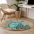 thumbnail image 4 of Vintage Sea Turtle Round Area Rug 3Ft Washable Small Circle Rugs for Kitchen Entryway, Brown Nautical Anchor Bubbles Coastal Non-Slip Carpet Floor Mats Indoor Outdoor Carpet Runner Home Decor, 4 of 8