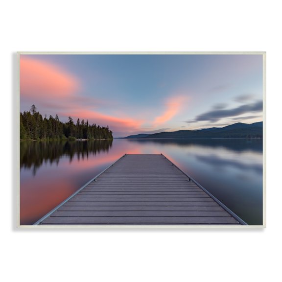 Stupell Industries Serene Lake Dock Quiet Pink Sunrise Reflection Photograph Unframed Art Print Wall Art, Design by Jeff Poe Photography