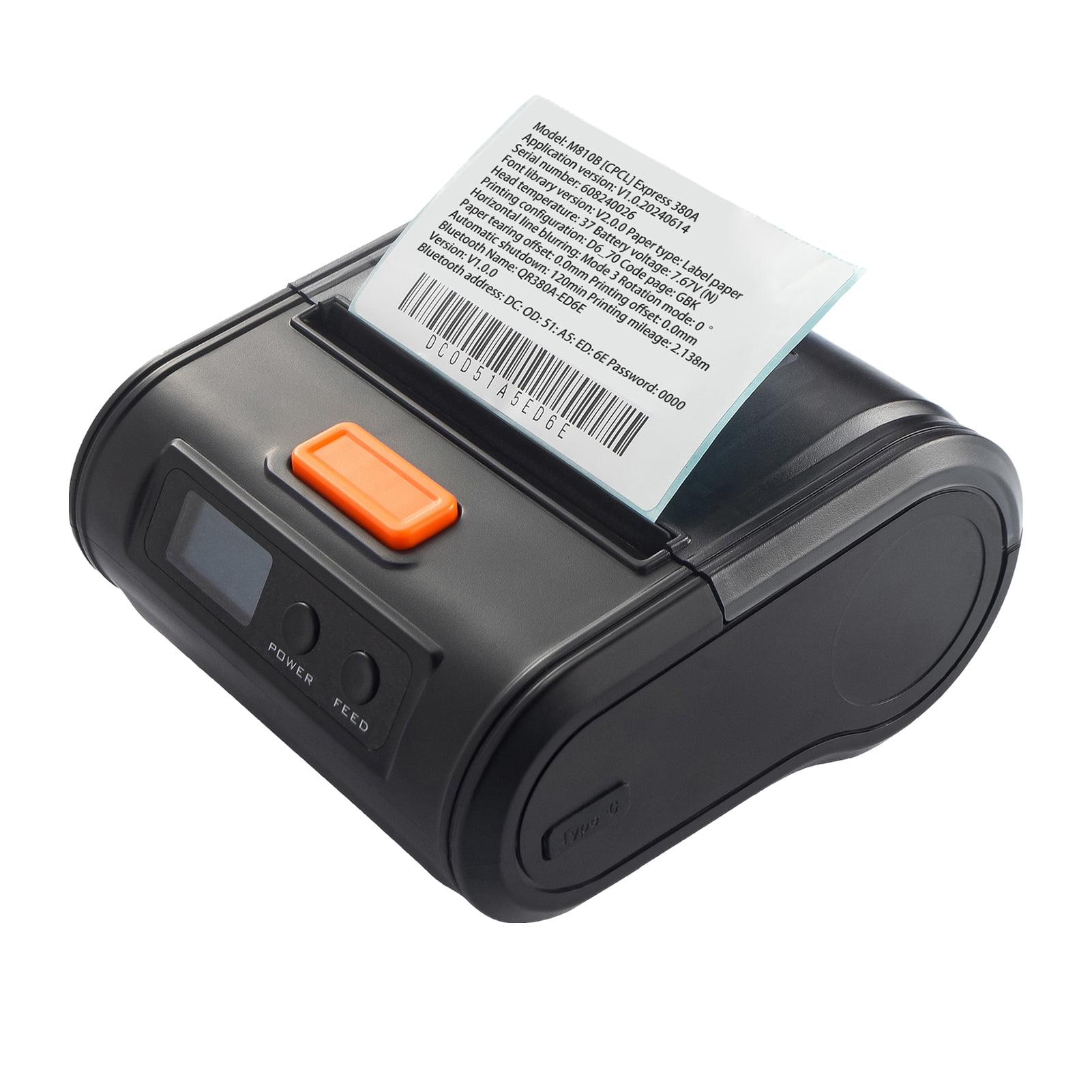 Portable printer,Compatible With Ios Thermal Printer With Receipt Printer 80mm Usb Use With Bt Usb Use App Compatible With Paper 30-80mm S Mobile Pos Thermal Use With App With Bt Usb Black