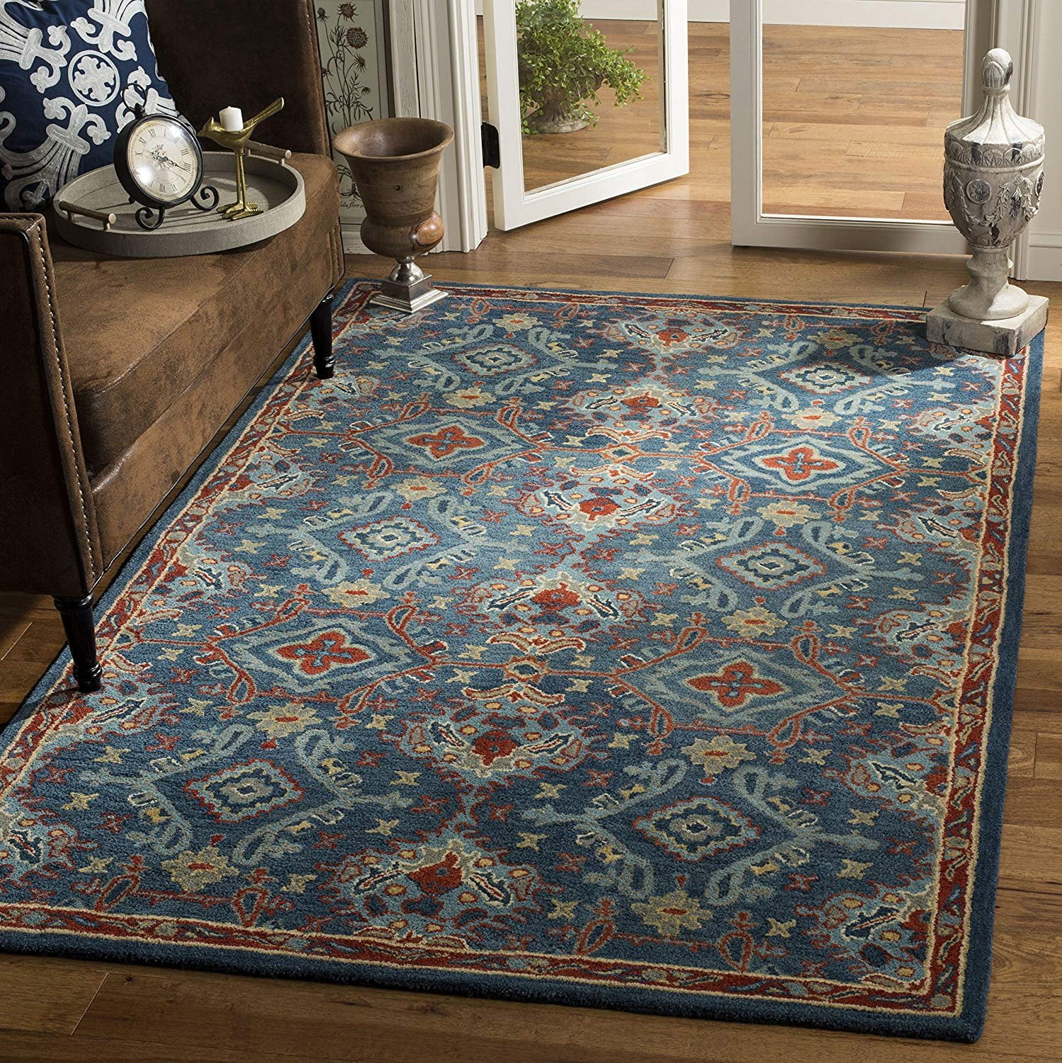 Safavieh Heritage Collection Blue and Multi Premium Wool Area Rug, 8' x