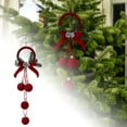 thumbnail image 2 of Nordic Christmas Bell Ornaments - Red Flocked Hanging Bells with Bow & Santa Design for Christmas Tree Decorations, Indoor Outdoor Festival Party Decor, 2 of 6